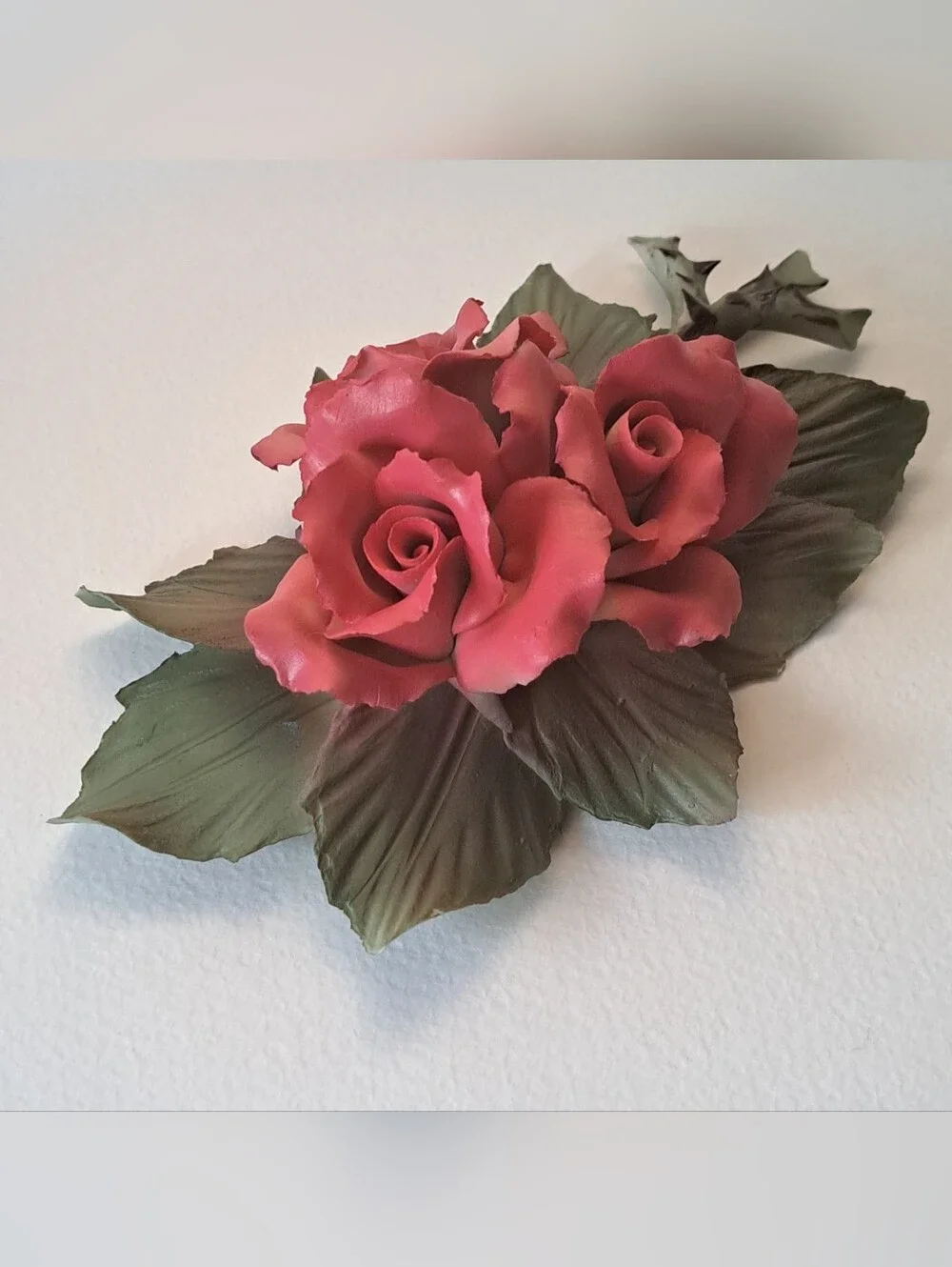 Vintage  Franklin Mint Rose Capodimonte Porcelain “Old Blush” Figurine